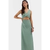 Rahat Yazlık Dokuma Elbise A Kesim Cut Out Detaylı Bisiklet Yaka Profesyonel Görünüm Modern Stil