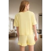 Rahat Yazlık Pijama Takımı Kısa Kollu Tişört ve Şort Pamuklu Örme Kumaş Özenle Seçilmiş