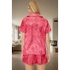 Rahat Yazlık Pijama Takımı Leopar Desenli Saten Şortlu Gömlek Premium Kalite Şık Görünüm