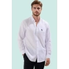 Regular Fit Erkek Pamuklu Gömlek Flamlı Kumaş Nakış Detayı Yaz Rahatlığı Dayanıklı Malzeme