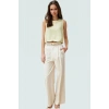 Regular Kalıp Polyester Crop Bluz Bisiklet Yaka Aerobin Dokuma Yazlık Yüksek Kalite