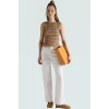 Regular Kolsuz Fitted Bluz Ekose Desenli Polyester Esnek Örme Kumaş Trend Tasarım Özenle Seçilmiş