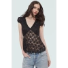 Regular Örme Dantel Bluz Fitted V Yaka Kısa Kollu Gündüz Gece Şıklığı İçin