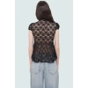 Regular Örme Dantel Bluz Fitted V Yaka Kısa Kollu Gündüz Gece Şıklığı İçin