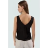 Regular V Yaka Örme Bluz Pamuklu Rahat Fitted Kalıp Aksesuar Detaylı Konforlu Kesim