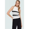 Renk Bloklu Kolsuz Triko Bluz Rahat Kalıp Polyester Yazlık Modern Stil Şık Görünüm Uzun Ömürlü