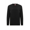 Erkek Siyah O Yaka Sweatshirt Basic Tasarım Rahat Kesim Konforlu Kışlık Üç İplik