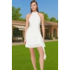 Şifon A Kesim Fırfırlı Mini Abiye Elbise Modern Stil Uzun Ömürlü Modern Stil Premium Kalite
