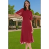 Şifon A Kesim Midi Elbise Astarlı Kısa Melek Kol Yazlık Günlük Kullanım İçin Kaliteli İşçilik