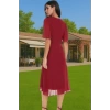 Şifon A Kesim Midi Elbise Astarlı Kısa Melek Kol Yazlık Günlük Kullanım İçin Kaliteli İşçilik