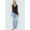 Şifon Bluz V Yaka Kısa Kollu Regular Basic Tasarım Kaliteli İşçilik Dayanıklı Malzeme