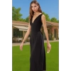 Şık A Kesim Midi Abiye Elbise Polyester Elastan Dokuma Kumaş Profesyonel Görünüm Modern Stil
