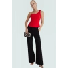 Şık Asimetrik Yaka Fitted Bluz Polyester Elastan Yazlık Kaliteli İşçilik Rahat Kullanım