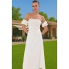 Şık Beyaz Midi Abiye Elbise Taş Detaylı Bodycon Yazlık Şık Görünüm Zarifane Tasarım Uzun Ömürlü
