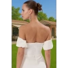 Şık Beyaz Midi Abiye Elbise Taş Detaylı Bodycon Yazlık Şık Görünüm Zarifane Tasarım Uzun Ömürlü
