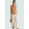 Şık Bisiklet Yaka Kolsuz Bluz %100 Polyester Yazlık Günlük Zarifane Tasarım Görünüm