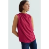 Şık Bisiklet Yaka Kolsuz Bluz %100 Polyester Yazlık Günlük Zarifane Tasarım Görünüm