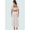 Şık Bluz Etek Takım Viskoz Polyester Karışımı Rahat Kalıp Yazlık Mükemmel Uyum Trend Tasarım