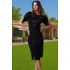 Şık Bodycon Abiye Elbise Payet İşlemeli Polyester Karışımlı Midi Boy Seçkin Malzeme