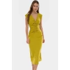 Şık Bodycon Midi Elbise Soft Krep Dokuma Polyester Kumaş Rahat Ve Yüksek Kalite