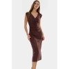 Şık Bodycon Midi Elbise Soft Krep Dokuma Polyester Kumaş Rahat Ve Yüksek Kalite