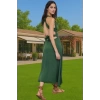 Şık Bodycon Midi Örme Elbise V Yaka Viskoz Yazlık Yüksek Kalite Modern Stil Seçkin Malzeme