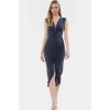 Şık Bodycon V Yaka Örme Midi Elbise Polyester Elastan Kumaştan Gündüz Ve Gece Rahat Kullanım