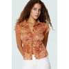 Şık Çiçek Desenli Tül Bluz Rahat Vücut Oturan Kısa Kollu Polyester Örme Günlük Kullanım İçin