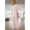 Şık Çiçek Desenli Viskoz Pijama Takımı; Rahat Nefes Alan 100% Kumaş Dayanıklı Malzeme