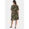 Şık Çiçekli Viskoz Mini Elbise Rahat A line Kalıp Yazlık Modern Stil Seçkin Malzeme