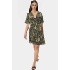 Şık Çiçekli Viskoz Mini Elbise Rahat A line Kalıp Yazlık Modern Stil Seçkin Malzeme