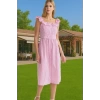 Şık Çizgili Midi Gömlek Elbise Pamuk Polyester Nefes Alabilir Yazlık Modern Stil Seçkin Malzeme