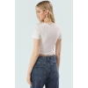 Şık Çizgili Viskoz Crop Bluz Yazlık Rahat Fitted Kalıp Uzun Ömürlü Seçkin Malzeme Trend Tasarım