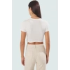 Şık Çizgili Viskoz Crop Bluz Yazlık Rahat Fitted Kalıp Uzun Ömürlü Seçkin Malzeme Trend Tasarım