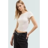 Şık Crop Bluz Nefes Alan Örme Kumaş Sırt Dekolteli Fitted Kalıp Günlük Kullanım İçin