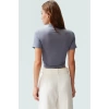 Şık Dik Yaka Crop Bluz Örme Kumaş Kruvaze Yazlık Modern Stil Rahat Ve Özel Tasarım