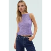 Şık Gece Bluzu Payetli Halter Yaka Kolsuz Örme Bluz Yaz Mevsimi Günlük Kullanım İçin