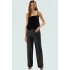 Şık Gece Elbisesi Polyester Örme Pilise Crop Fitted Bluz Kare Yaka Seçkin Malzeme Premium Kalite