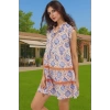 Şık Geometrik Desenli Pamuk Mini Elbise Yazlık Plaj Modası Trend Tasarım Günlük Kullanım İçin