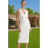 Şık Halter Yaka Bodycon Elbise Taş Detaylı Finike Dokuma Kaliteli İşçilik Kaliteli İşçilik