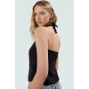 Şık Halter Yaka Kolsuz Bluz Fitted Kalıp Terrycotton Kumaş Zarifane Tasarım Rahat Ve