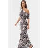 Şık Hayvan Desenli Örme Maxi Elbise Bodycon Kalıp 134 cm Boy Uzun Ömürlü