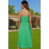 Şık Kadın Midi Elbise Polyester Elastan Astarlı Yazlık Özel Tasarım Zarifane Tasarım Rahat Ve Şık