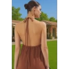 Şık Kadın Yazlık Maxi Elbise Pamuklu Crinkle Dokuma A Line Uzun Ömürlü Günlük Kullanım İçin