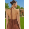 Şık Kadın Yazlık Maxi Elbise Pamuklu Crinkle Dokuma A Line Uzun Ömürlü Günlük Kullanım İçin