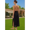 Şık Kadın Yazlık Midi Elbise Crinkle Dokuma V Yaka Tasarım Şık Görünüm Rahat Ve Şık Özenle Seçilmiş