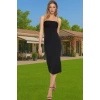 Şık Kare Yaka Bodycon Abiye Elbise Dokuma Finike Kumaş Özel Günler Rahat Kullanım Trend Tasarım
