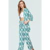 Şık Leopar Desenli Kimono Takım Nefes Alan Polyester Kumaş Görünüm Profesyonel