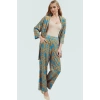 Şık Leopar Desenli Kimono Takım Nefes Alan Polyester Kumaş Görünüm Profesyonel