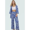 Şık Leopar Desenli Kimono Takım Nefes Alan Polyester Kumaş Görünüm Profesyonel